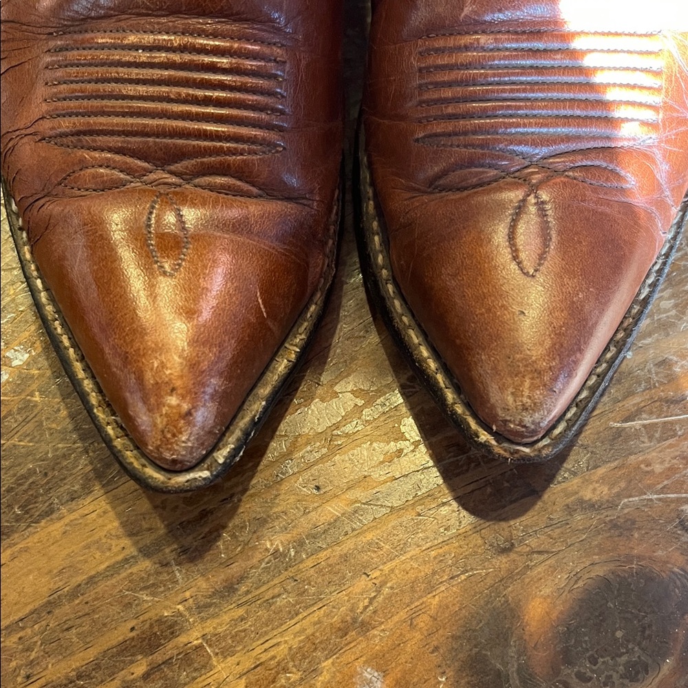 Nocona Tan Leather vintage cowboy Boots - Picture 2 of 6